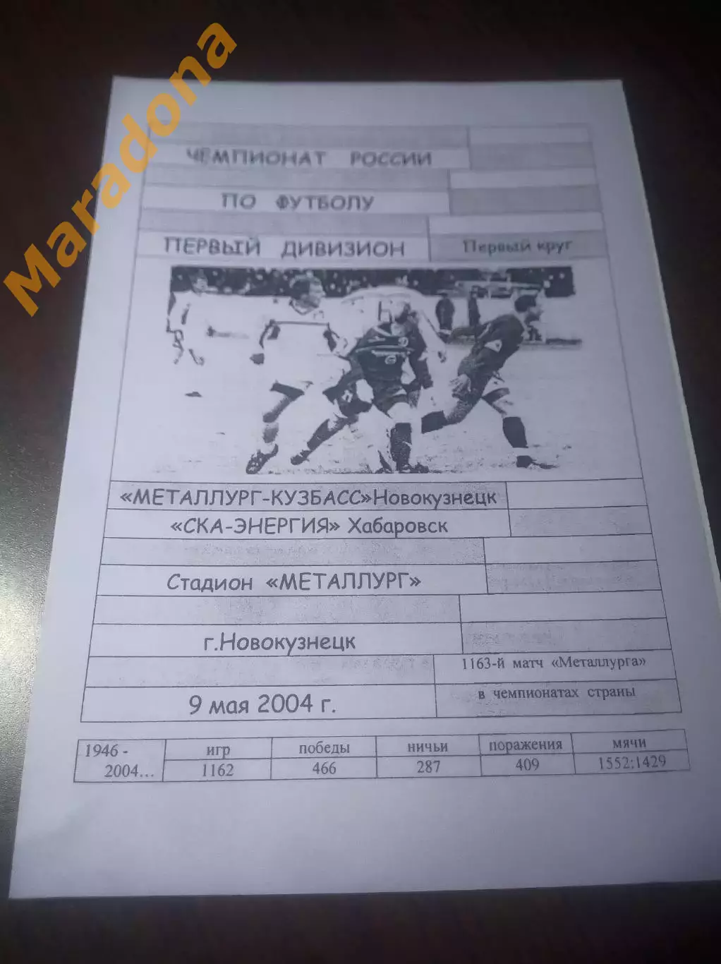 _ Металлург Новокузнецк - СКА Энергия Хабаровск 2004 фиолетовая обложка
