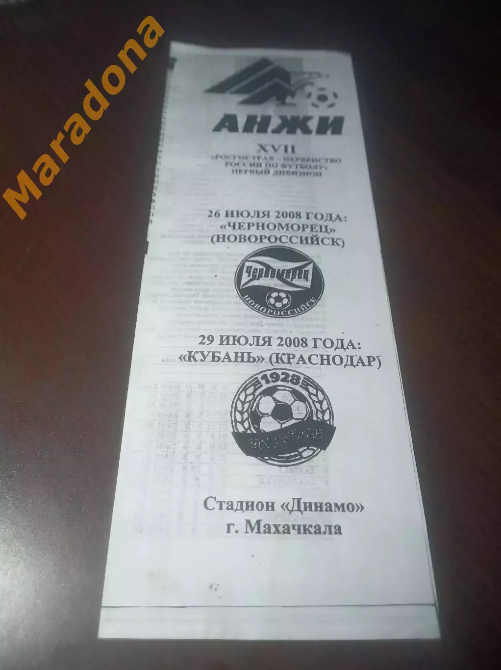 _ Анжи Махачкала - Черноморец Новороссийск + Кубань Краснодар 2008