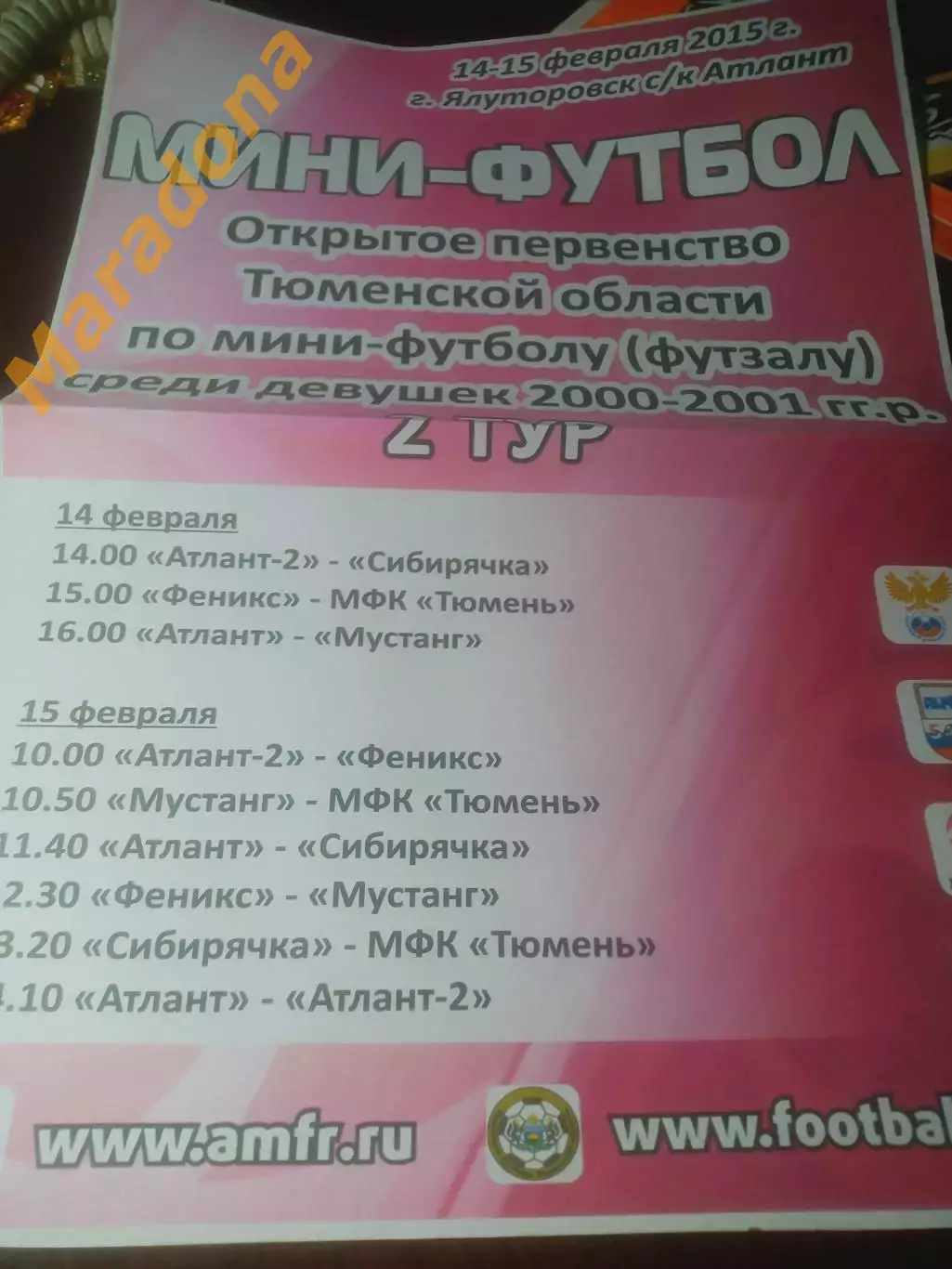 _ Афиша мини-футбол девушки Ялуторовск 2015 Тюмень Заводоуковск