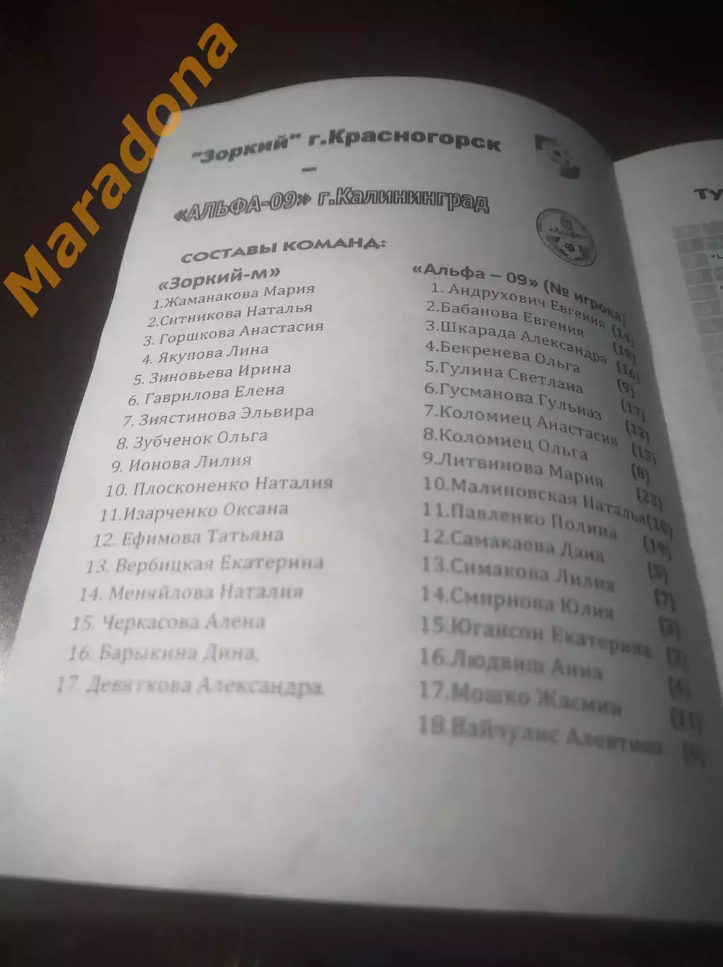 _ Альфа Калининград - Зоркий Красногорск 2011 женщины 1