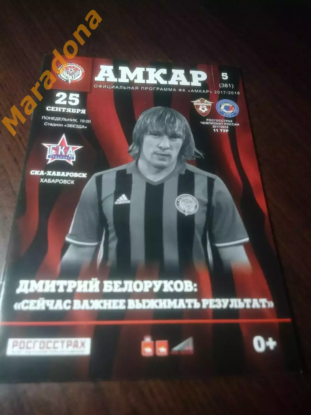 _ Амкар Пермь - СКА Хабаровск 2017 постер Белоруков