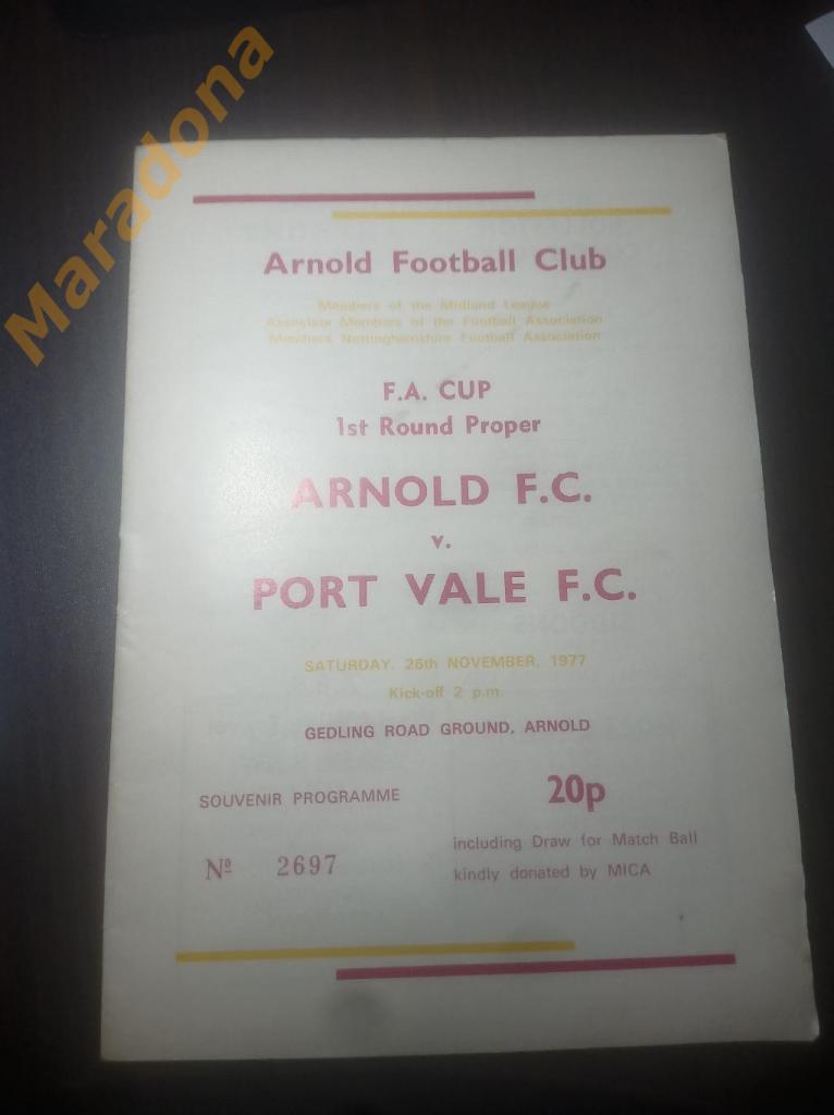 Арнольд - Порт Вале Англия 1977 Кубок