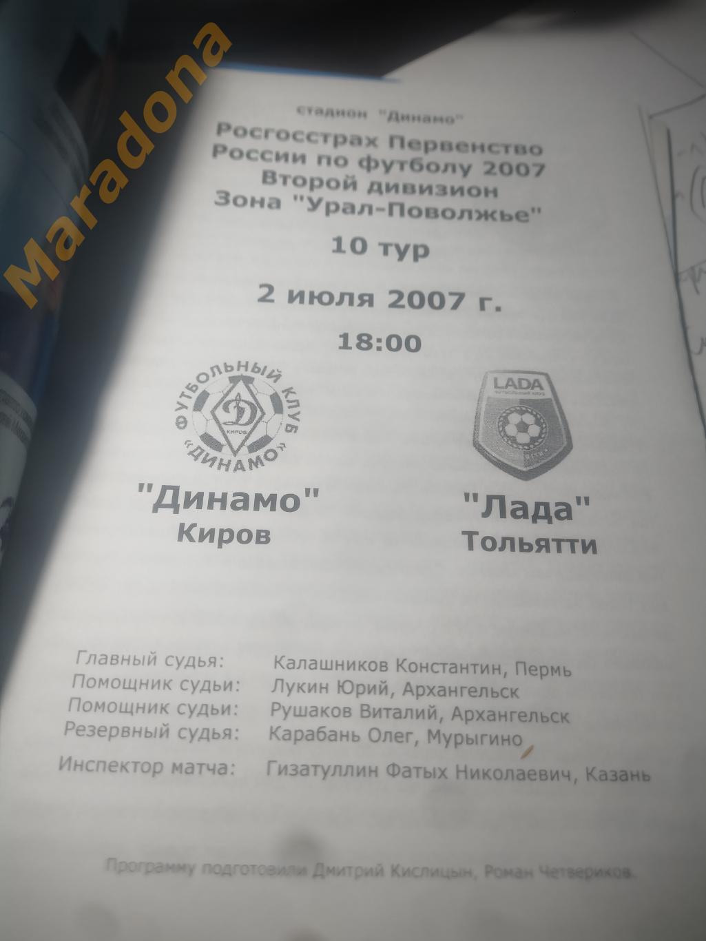 Динамо Киров Лада Тольятти 2007