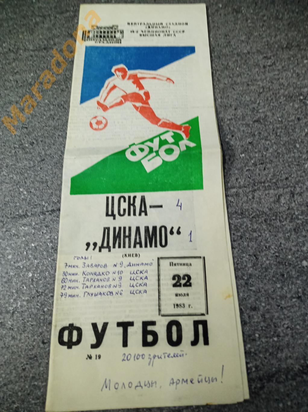ЦСКА Москва - Динамо Киев 1983