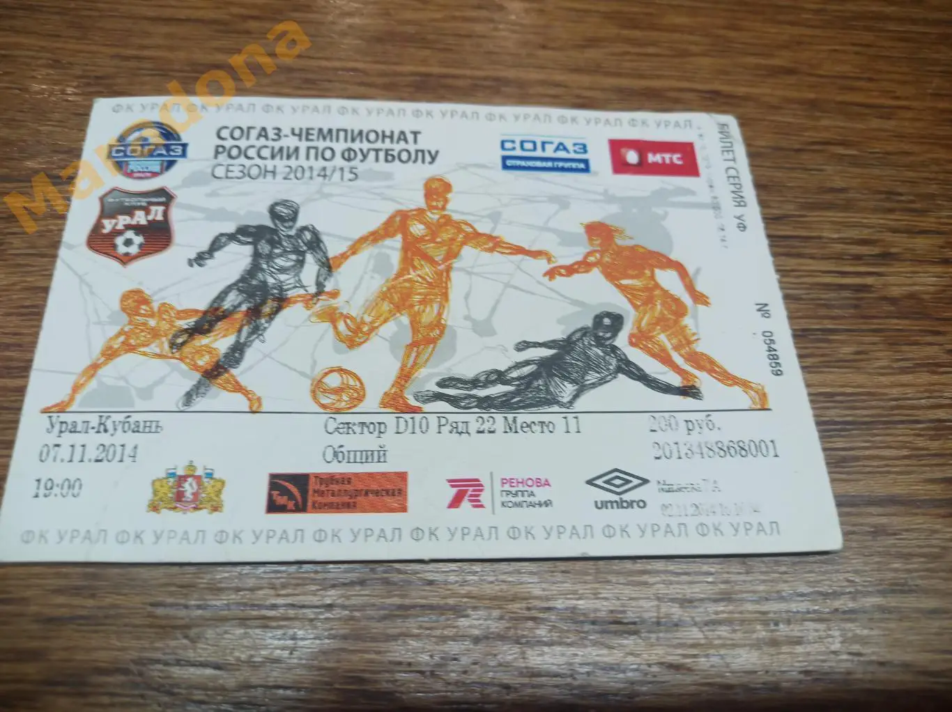 Урал (Екатеринбург) - Кубань (Краснодар) 2014/2015