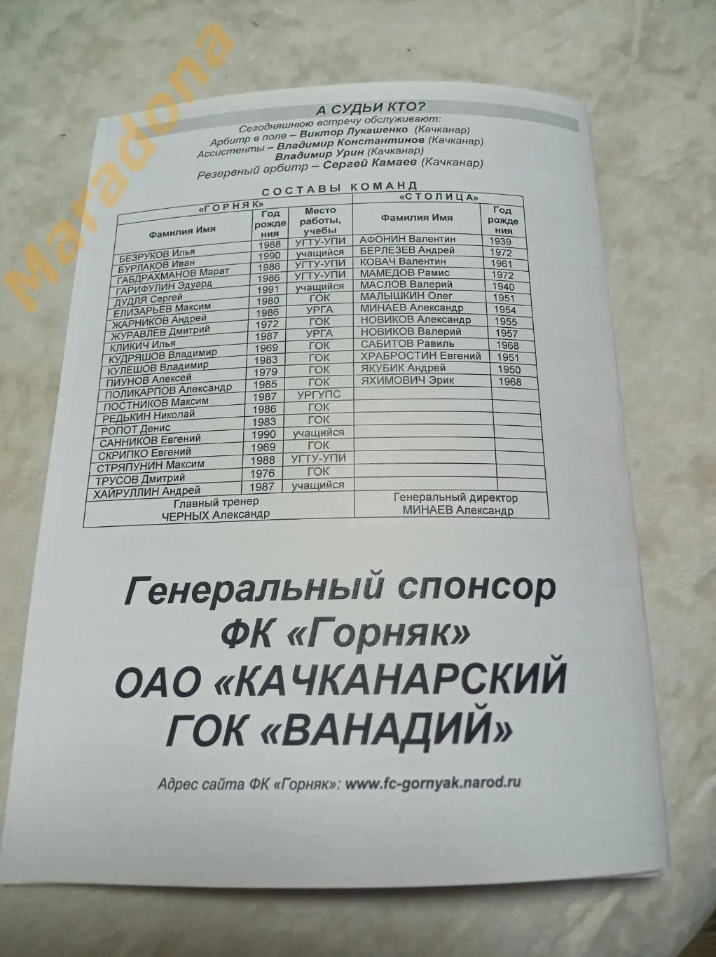 Горняк Качканар - Столица Москва 2006 1