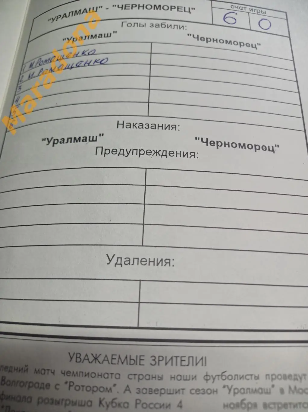 Уралмаш Екатеринбург - Черноморец Новороссийск 1995 1