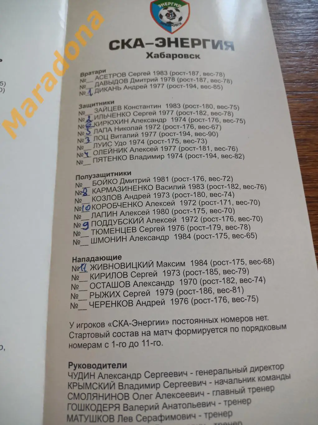 Урал Екатеринбург - СКА-Энергия Хабаровск 2003 1