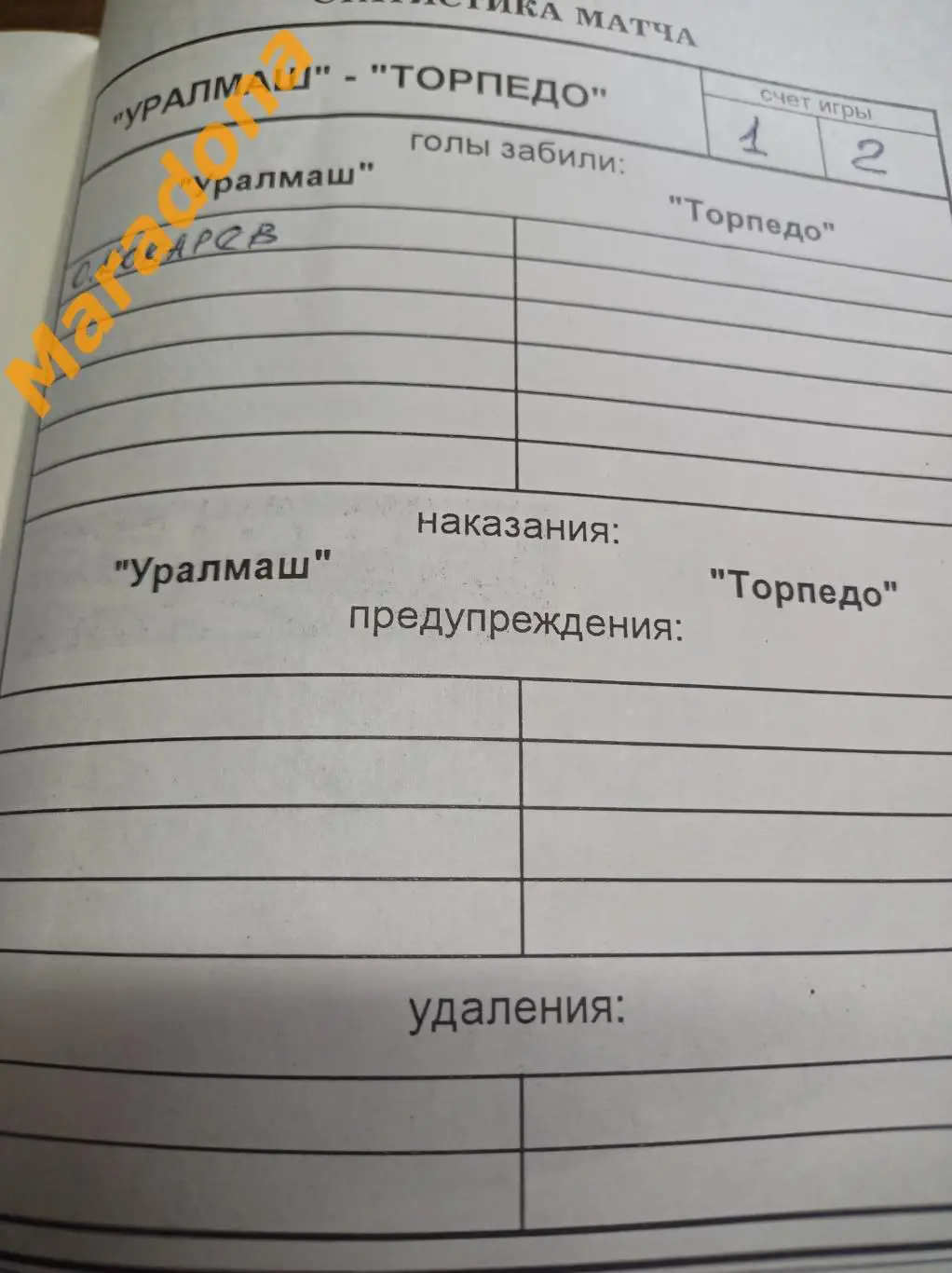 Уралмаш Екатеринбург - Торпедо Москва 1995 + автограф Валентина Иванова 1