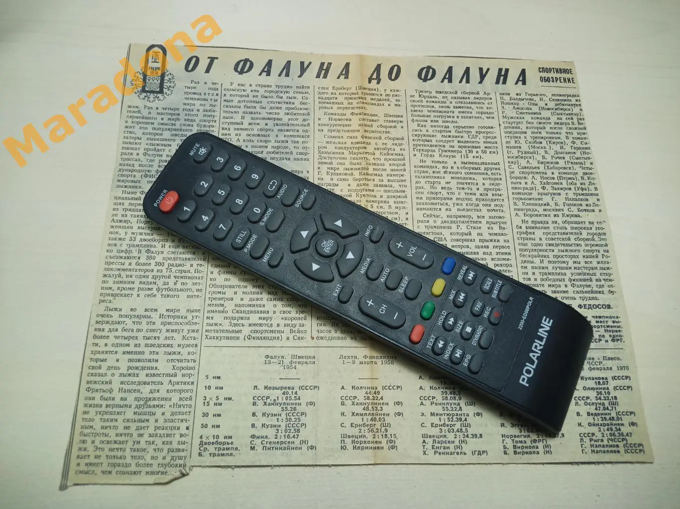 Вырезка из газеты Чемпионат мира по лыжам Фалун 1974