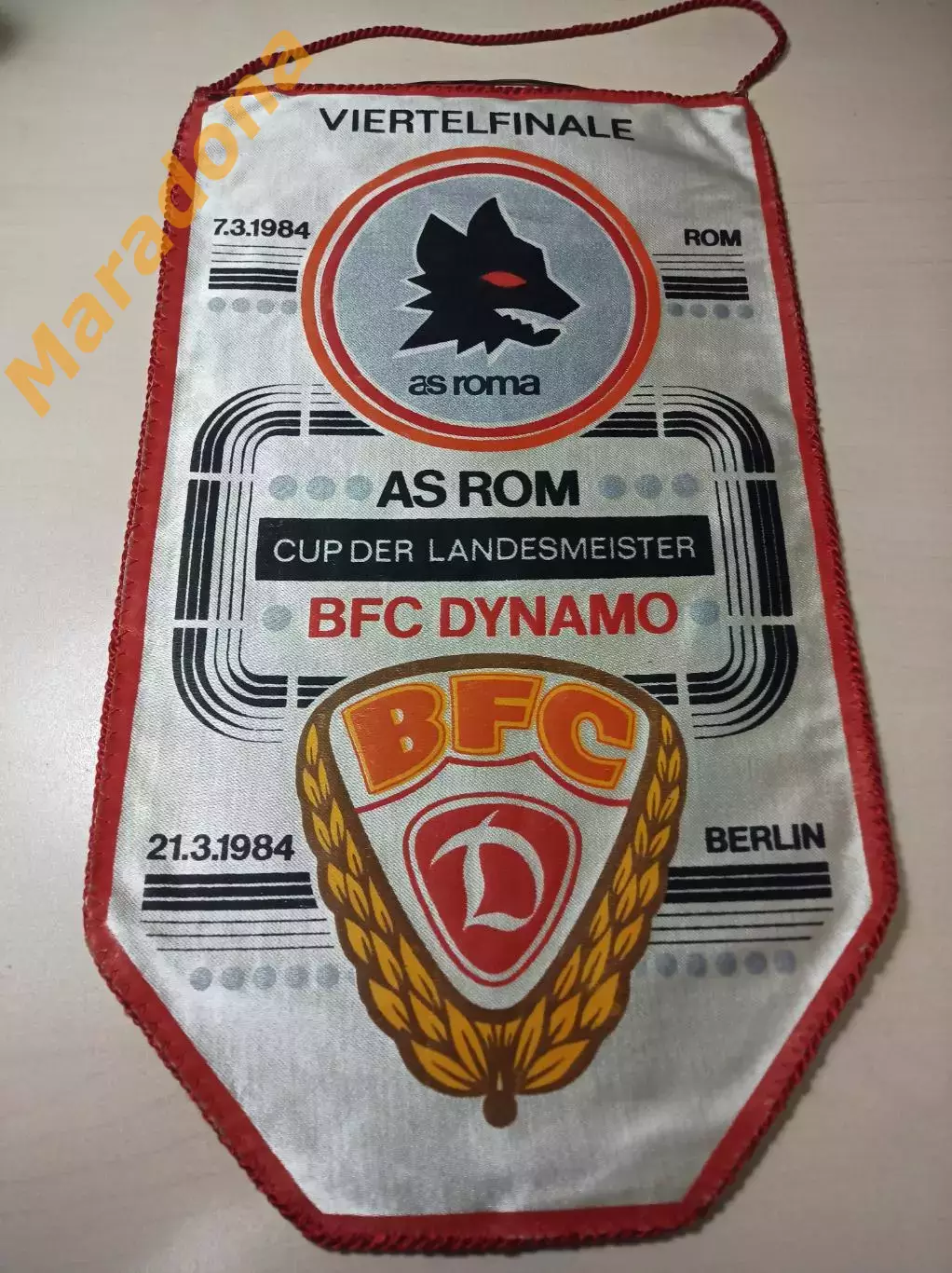 Вымпел Рома Рим Италия - Динамо Берлин ГДР 1984 Кубок Европейских Чемпионов 1/4