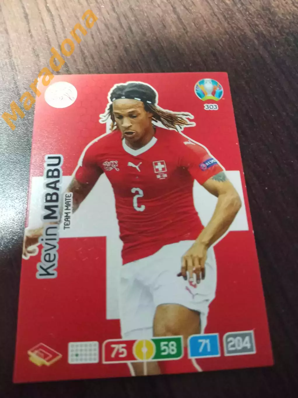Карточка PANINI Adrenalin XL Кевин Мбабу Швейцария ЕВРО 2020 № 30
