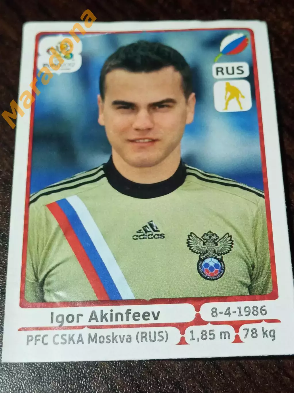 Наклейка Игорь Акинфеев ЕВРО 2012 сборная России #113