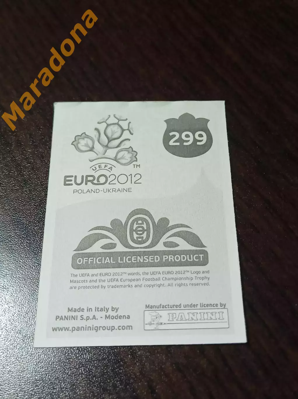 Наклейка Андрес Иньеста ЕВРО 2012 сборная Испании #299 1