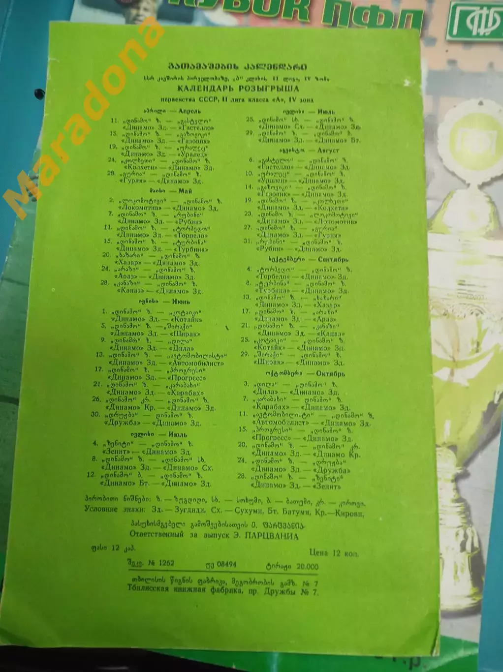 Динамо Зугдиди - 1979 Уфа Оренбург Казань Тольятти Ереван Ижевск Киров Сухуми 2