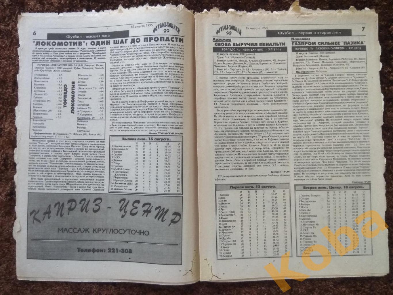 Футбол-Хоккей НН №34 1995 Торпедо Нижний Новгород Локомотив Старт Арзамас Сергач 3