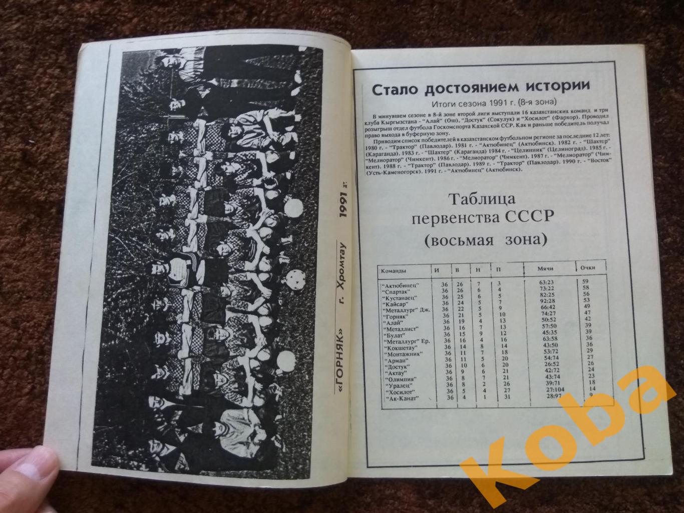 Футбол Хромтау Казахстан 1992 ФК клуб Горняк Хромтау Календарь справочник 2