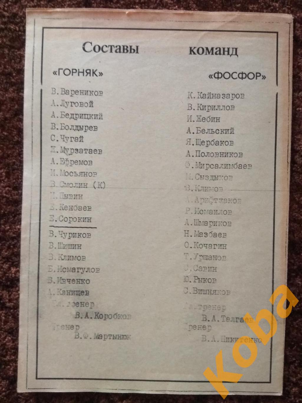 Горняк Хромтау - Фосфор Джамбул 1992 Чемпионат Казахстана 1