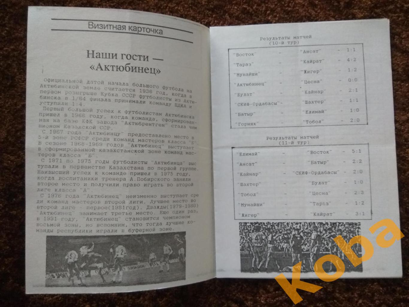 Горняк Хромтау - Актюбинец (Актобе) Актюбинск 1995 Чемпионат Казахстана 4