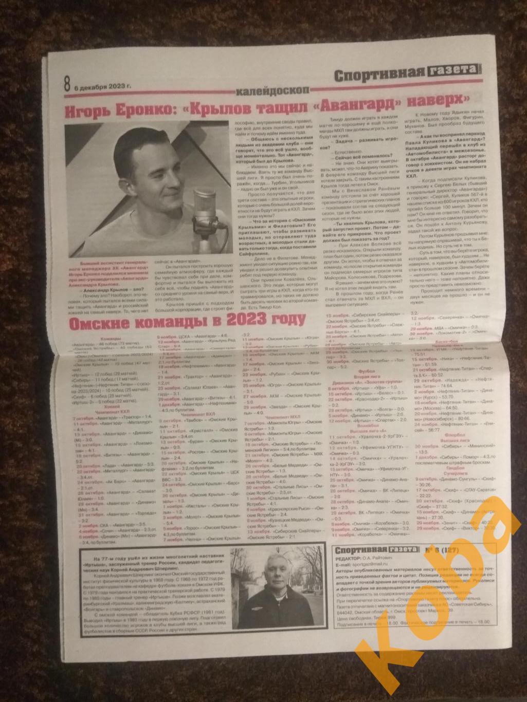 Иртыш Омск 1983 футбол Шперлинг Авангард хоккей Спортивная газета плюс 2023 №6 1