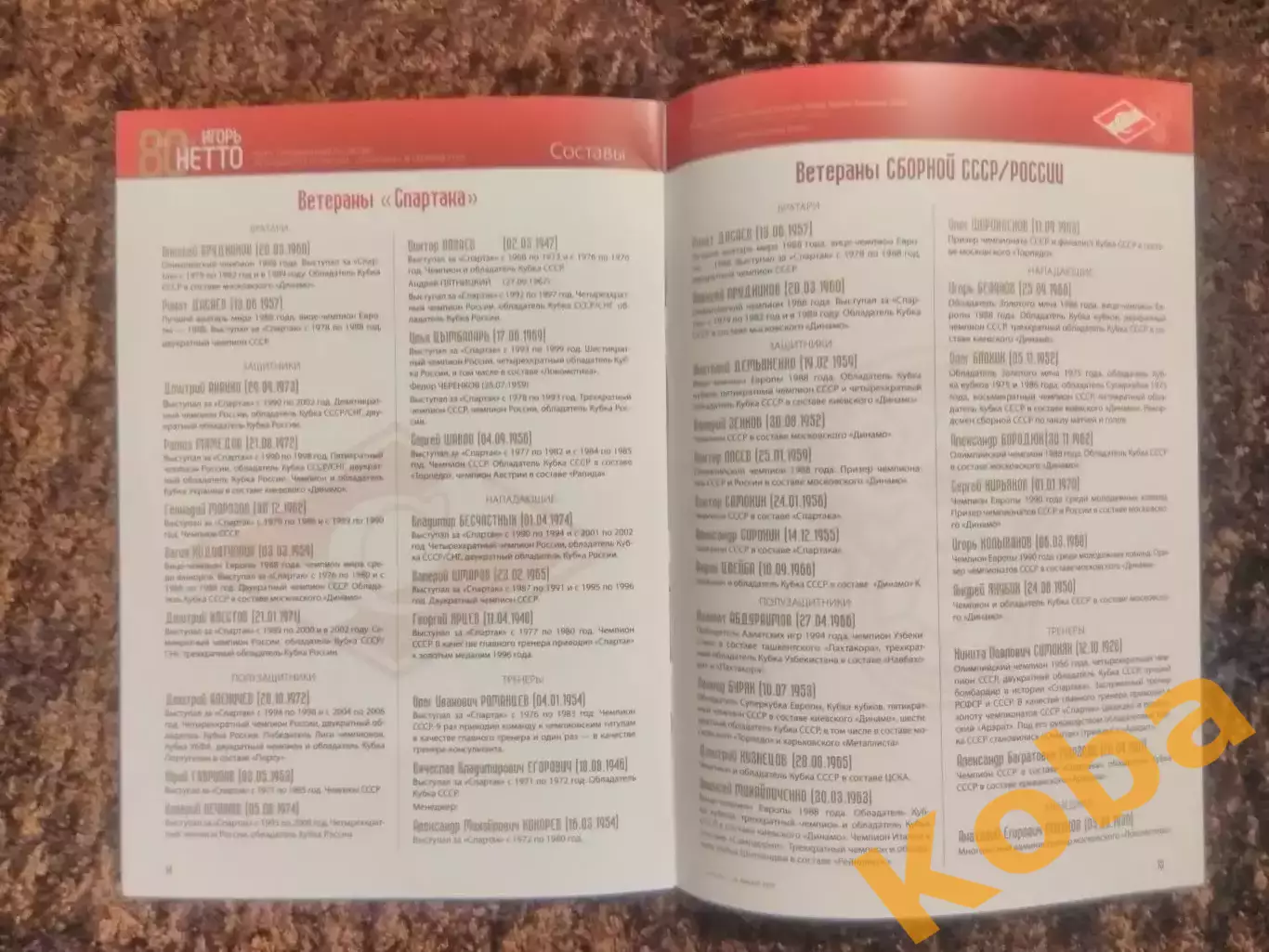 Спартак Москва - Сборная СССР / РОССИЯ 2010 Нетто Дасаев Аленичев Гаврилов Ярцев 4