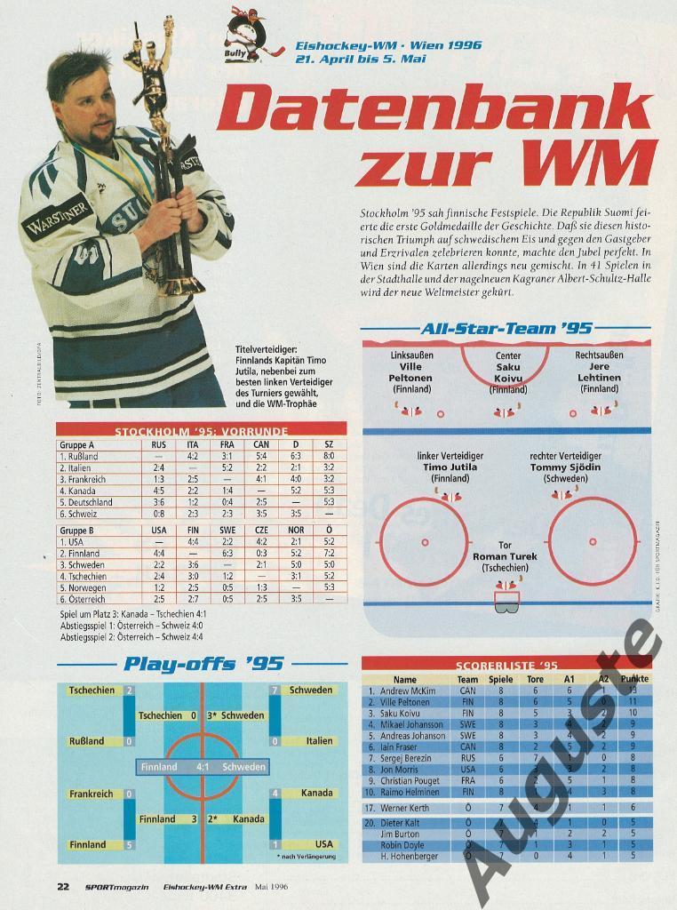 Чемпионат мира по хоккею в Австрии 1996 г. Сборная России. Спецвыпуск май 1996 4