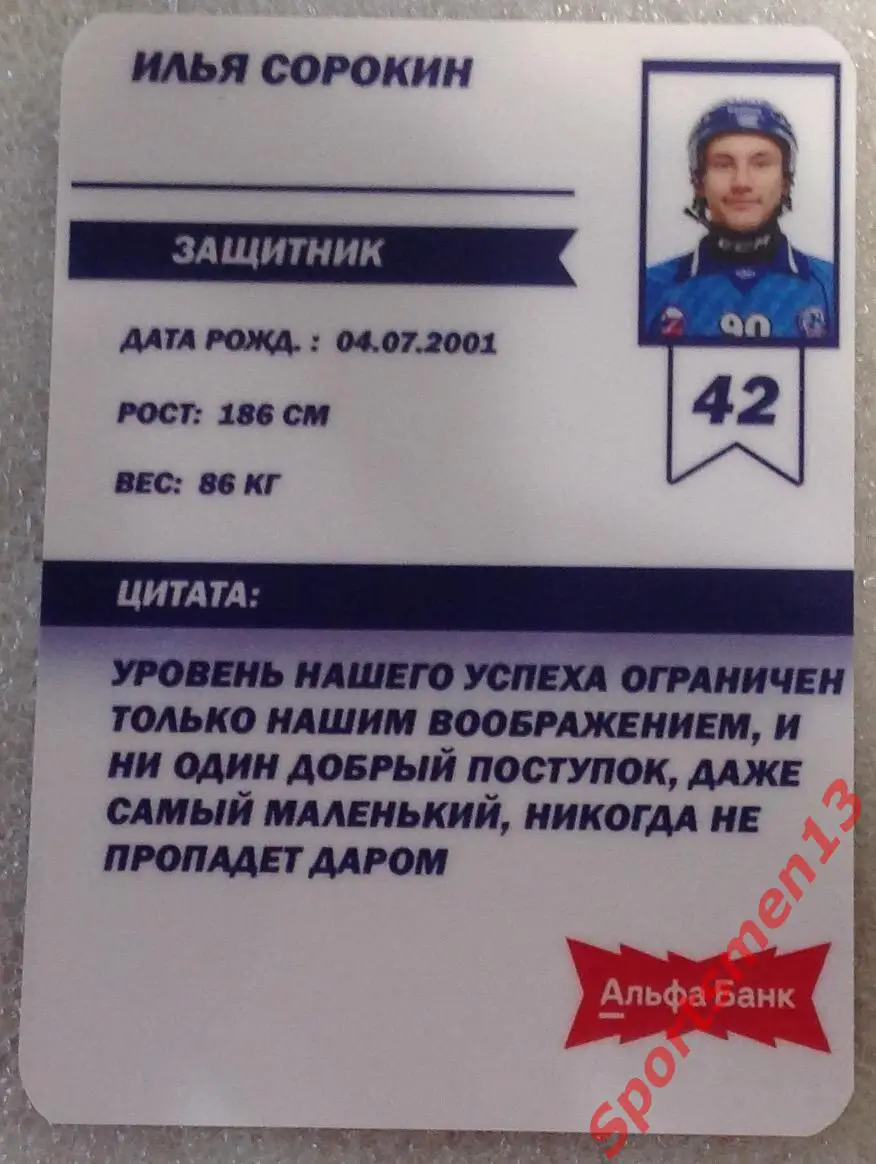 Хоккей с мячом. Карточка Илья Сорокин, ХК Волга Ульяновск. Сезон 2024/25 1