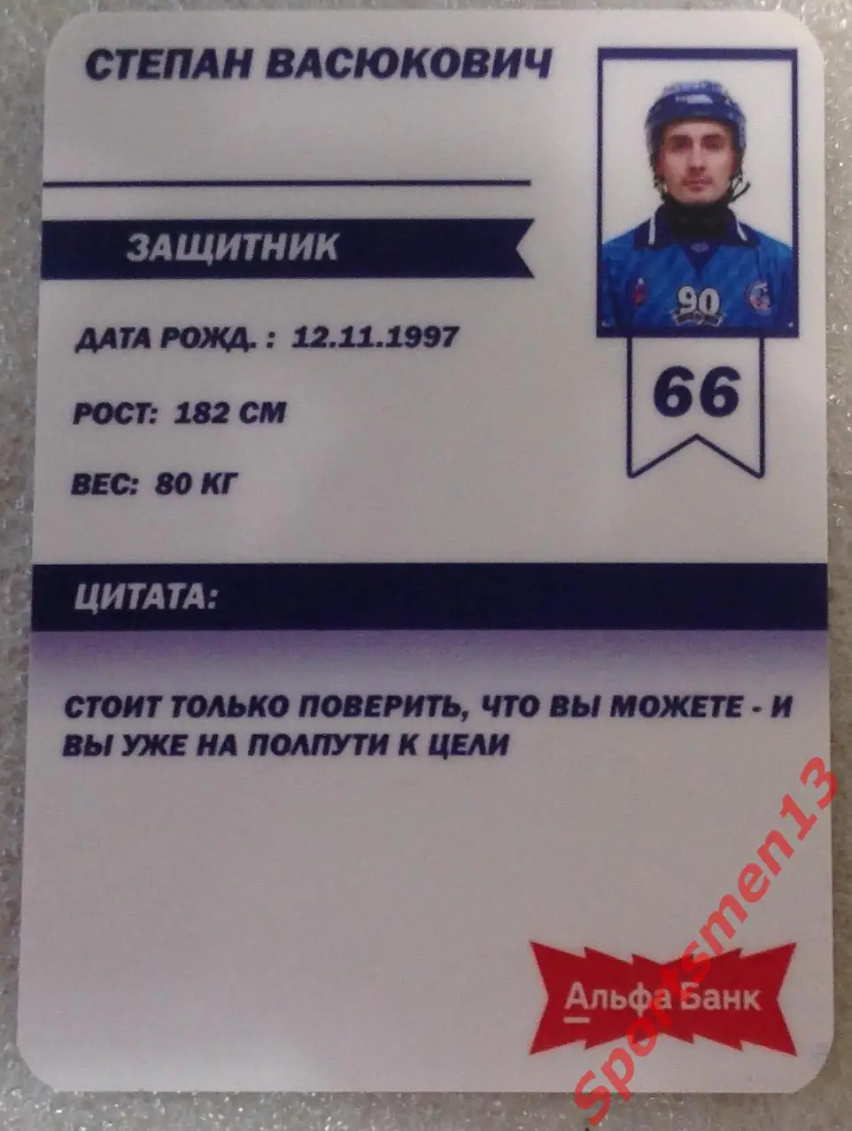 Хоккей с мячом. Карточка Степан Васюкович, ХК Волга Ульяновск. Сезон 2024/25 1