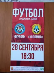 Программка на матч Муром - Коломна 28.09.2018.