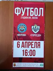 Программка на матч Муром - Торпедо Владимир 6.04.2019.
