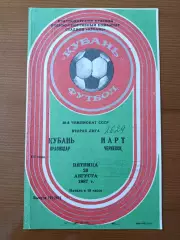 Программка на матч Кубань Краснодар - Нарт Черкесск 28.08.1987.