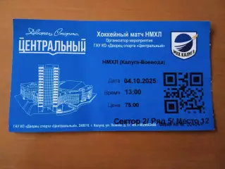 Билет на матч НМХЛ Калуга - Воевода Подольск 4 октября 2025 года.