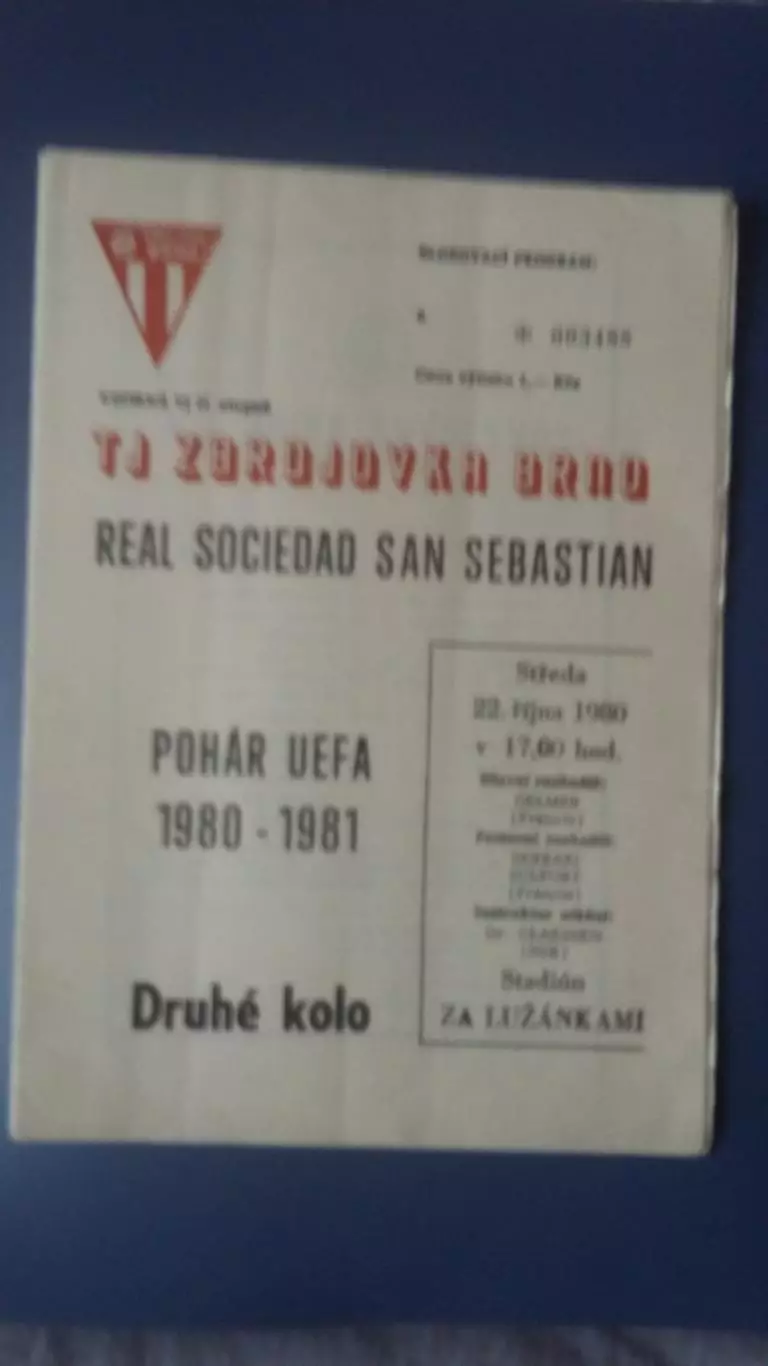 Зоройовка Брно - Реал Соседад. 1980.