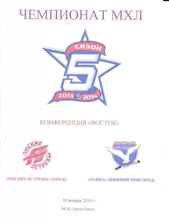 Омские Ястребы-Чайка Н.Новгород. 10.01.14.