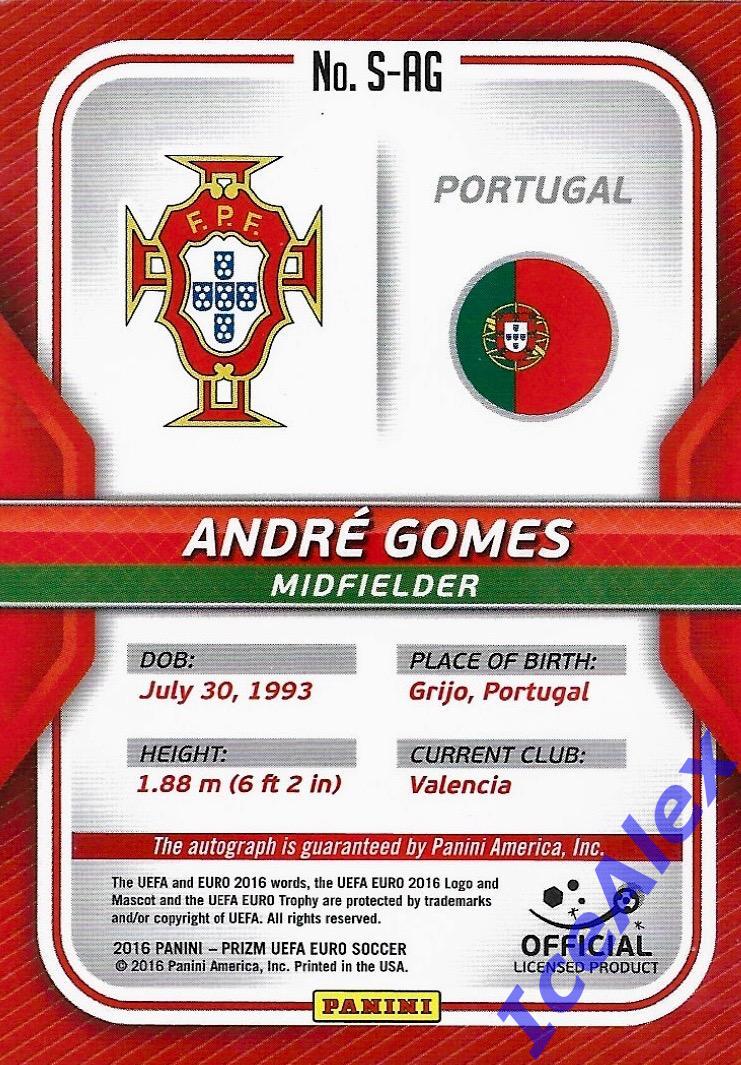 2016 Panini Prizm Euro, #S-SG Andre Gomes, Signature’s 1