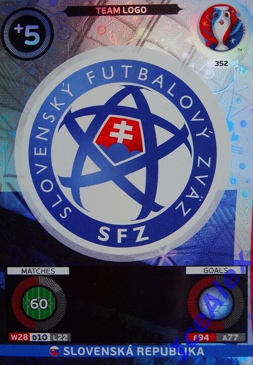 2016 Panini Euro Adrenalyn XL, #352, логотип сборной Словакии