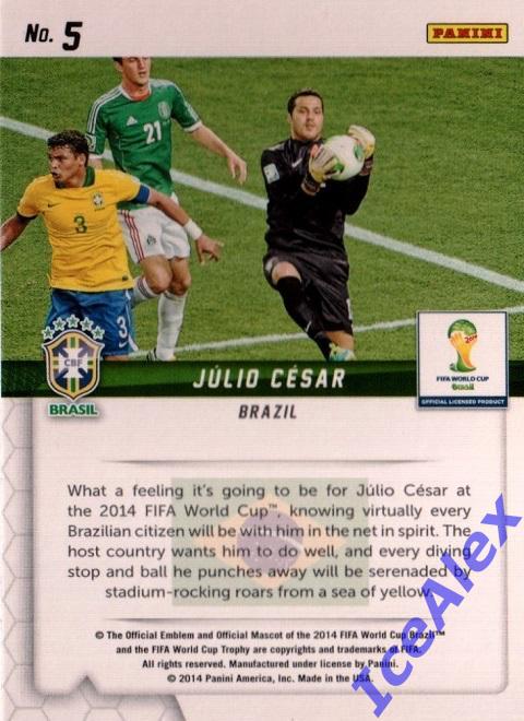 2014 Panini Prizm World Cup, Guardians, #5 Julio Cesar, base 1