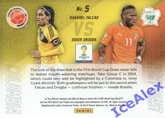 2014 Panini Prizm World Cup, WCM, #5 Didier Drogba / Radamel Falcao, base 1