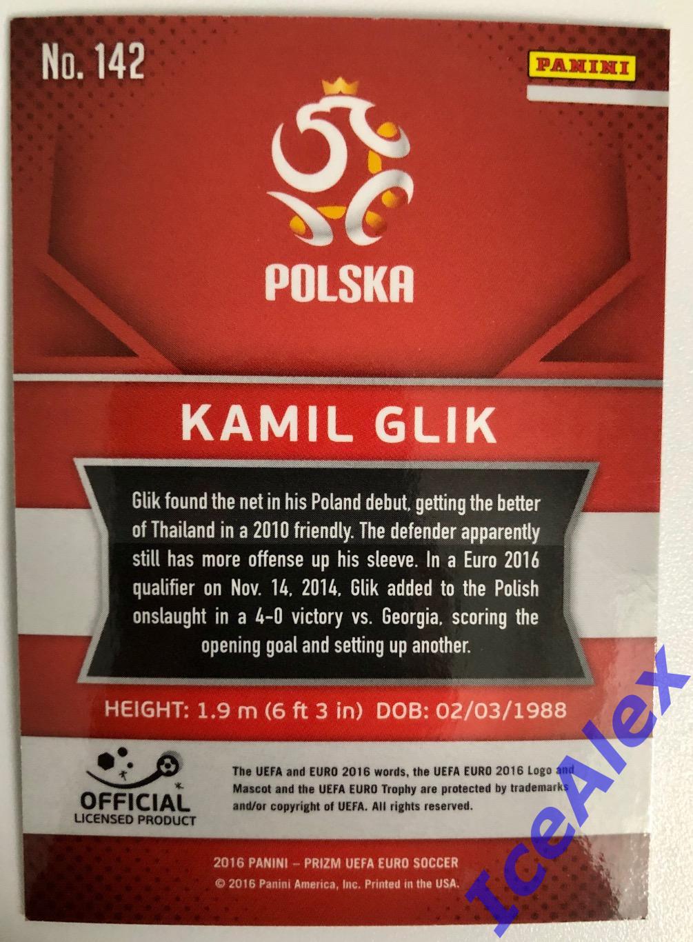 2016 Panini Prizm Euro, Сборная Польши, Камиль Глик, базовая карта, #142 1
