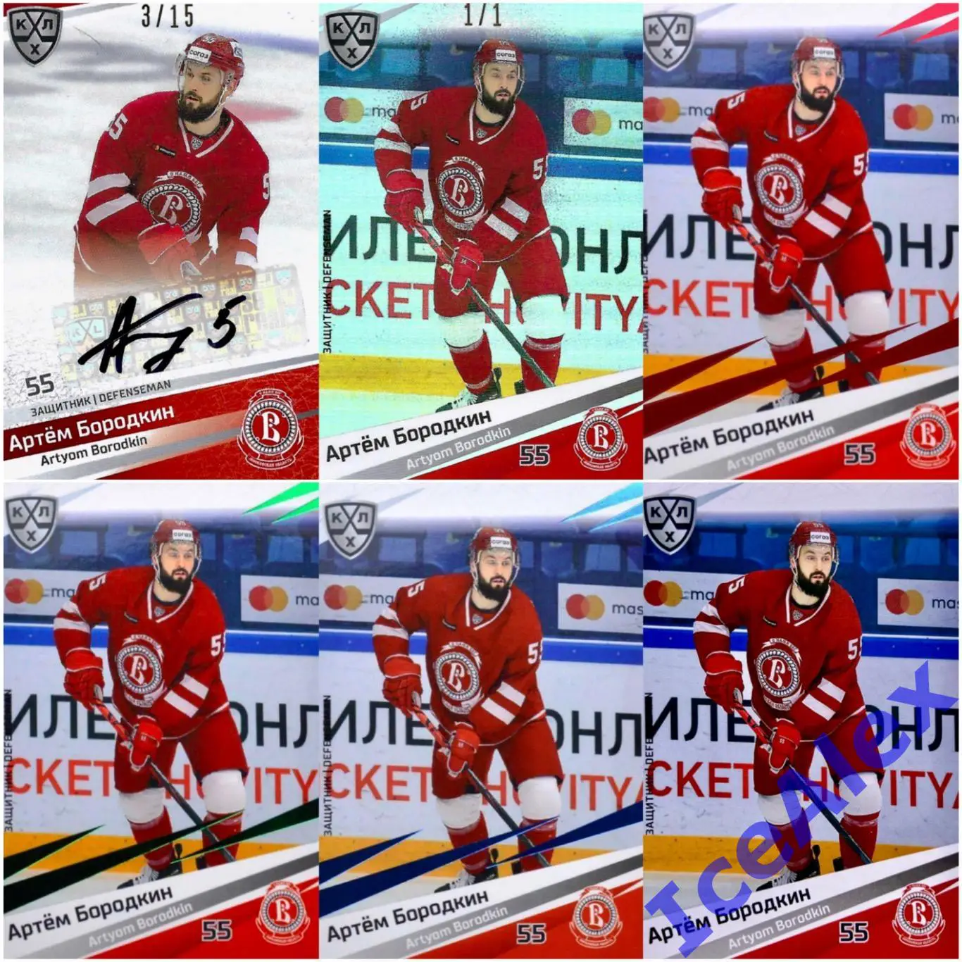 Sereal КХЛ 2020-21 13 сезон, Полный сет, Артём Бородкин, Витязь(авто,1/1)-6 карт