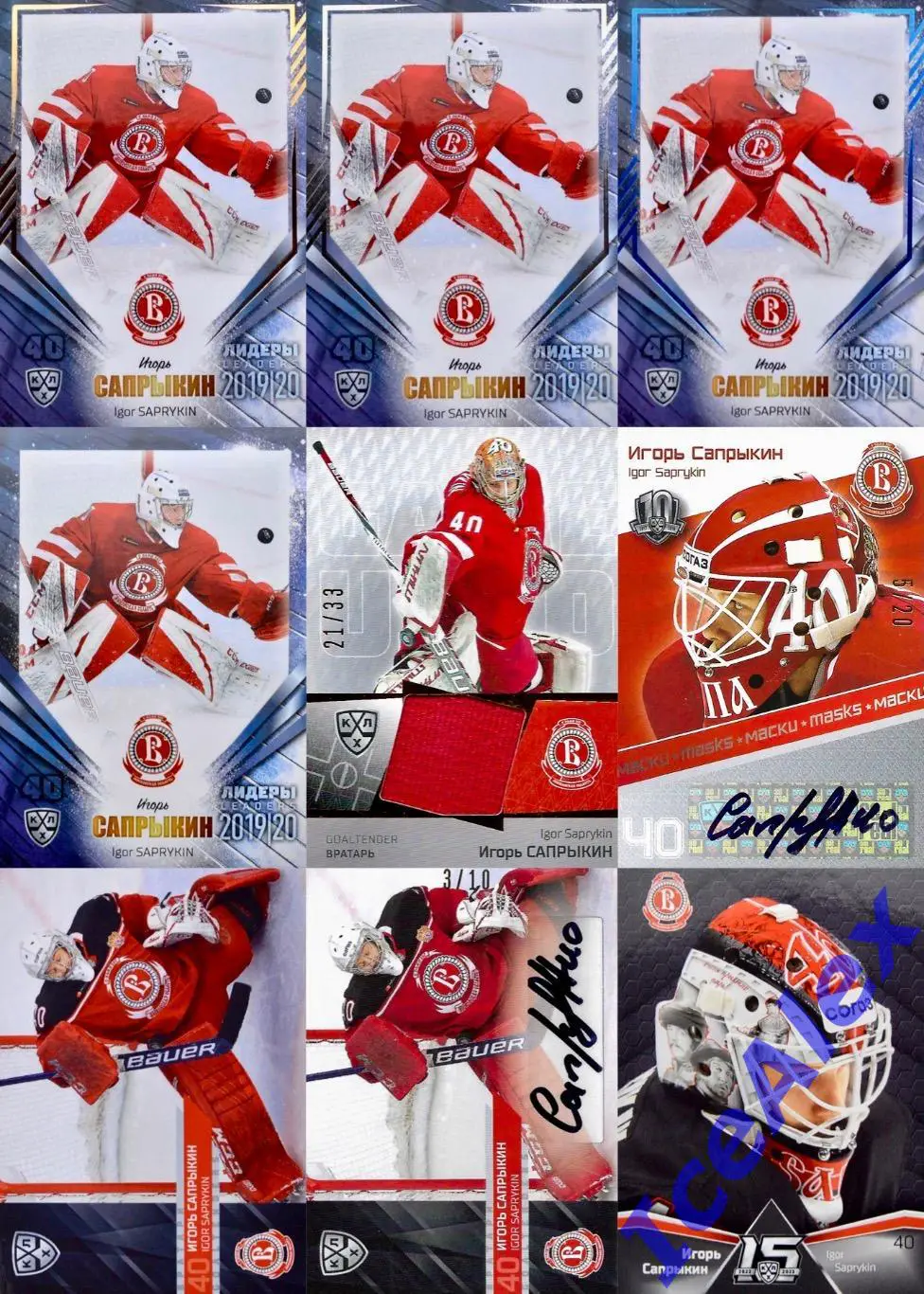 Сет Игоря Сапрыкина, Витязь,по разным коллекциям Sereal - 9 карт(авто,5,/10,/20)
