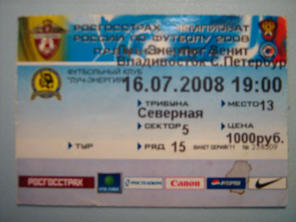 ЛУЧ ВЛАДИВОСТОК - ЗЕНИТ САНКТ-ПЕТЕРБУРГ 2008