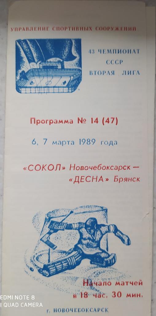 Сокол (Новочебоксарск) - Десна (Брянск) 6-7.03.1989