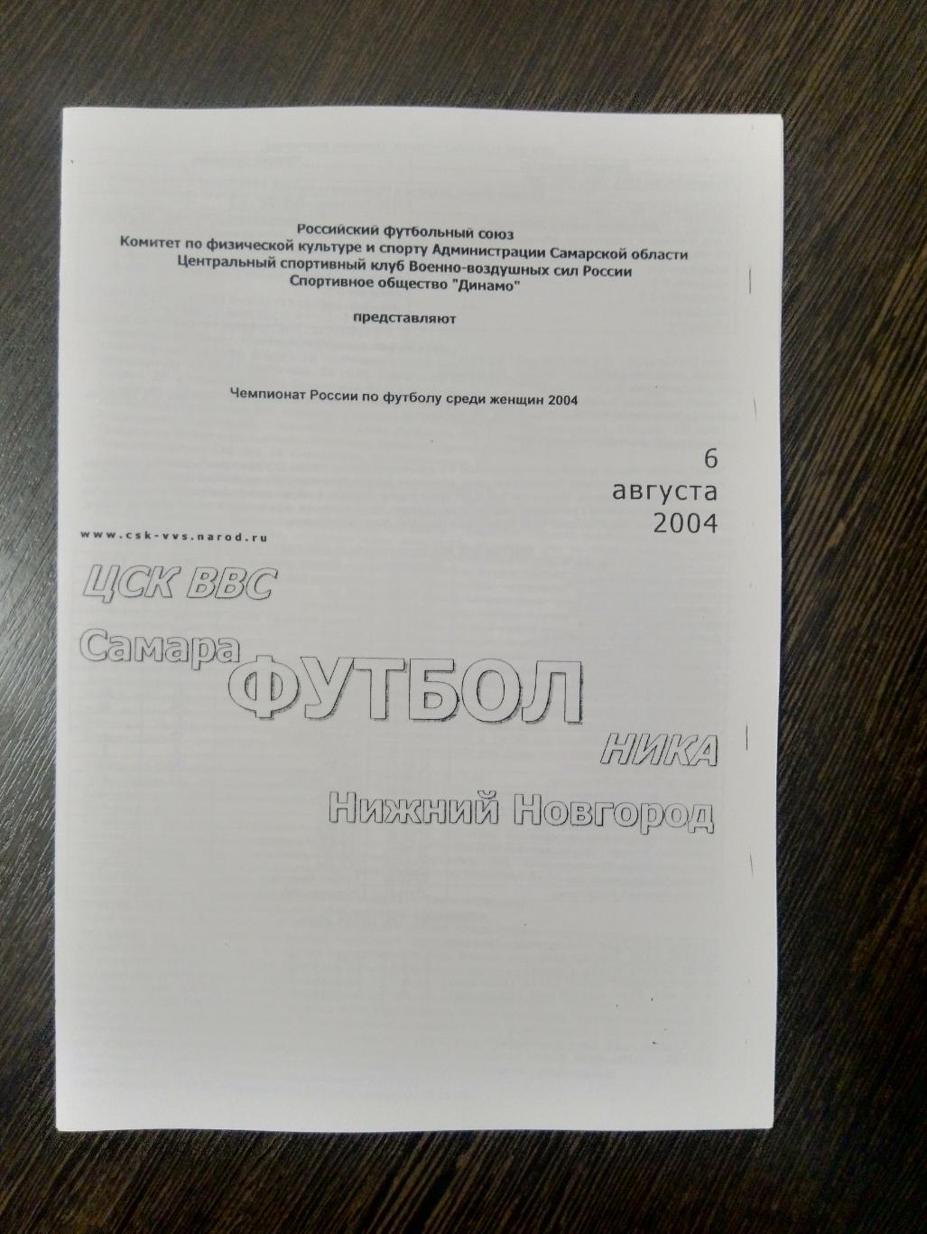 Женщины: ЦСК ВВС Самара - Ника Нижний Новгород - 2004