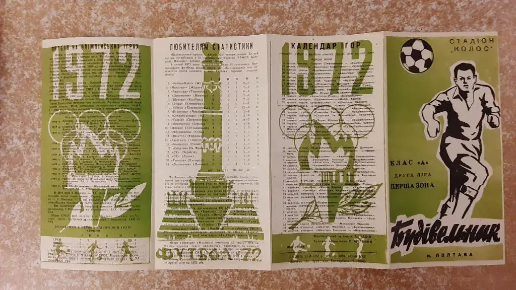 Строитель(Полтава) 1972 Программа сезона
