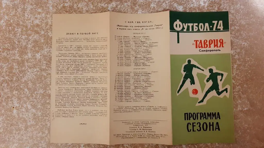 Таврия(Симферополь)1974 Программа сезона