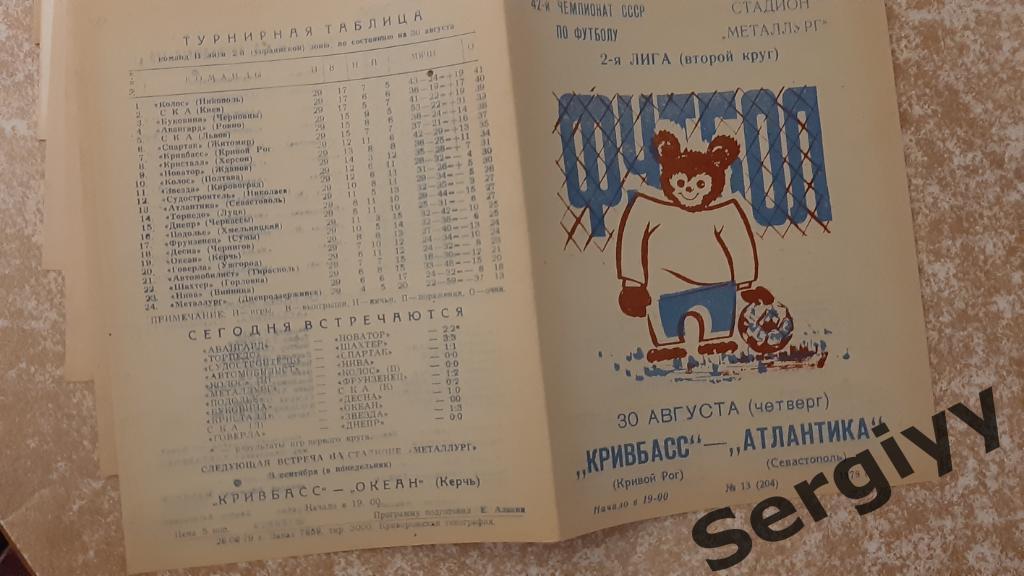 Кривбасс(Кривой Рог)- Атлантика(Севастополь) 1979