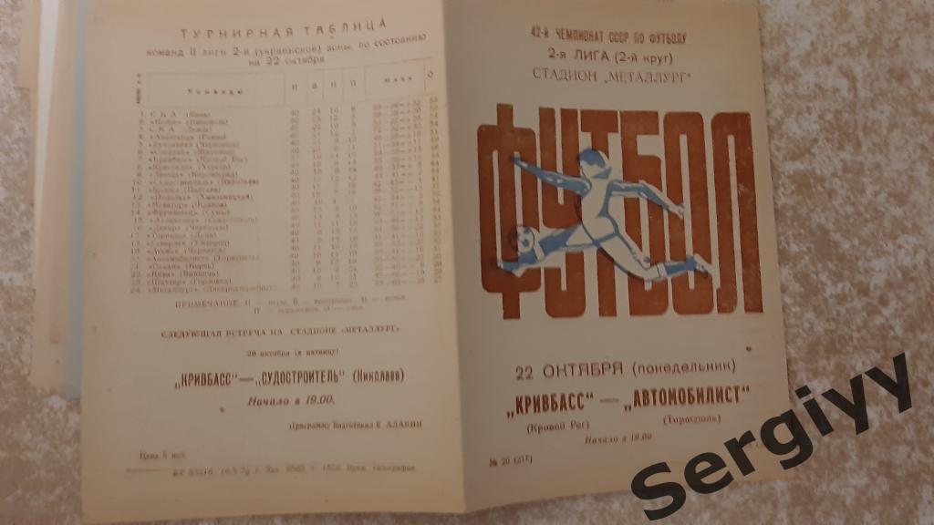Кривбасс(Кривой Рог)- Автомобилист(Тирасполь) 1979