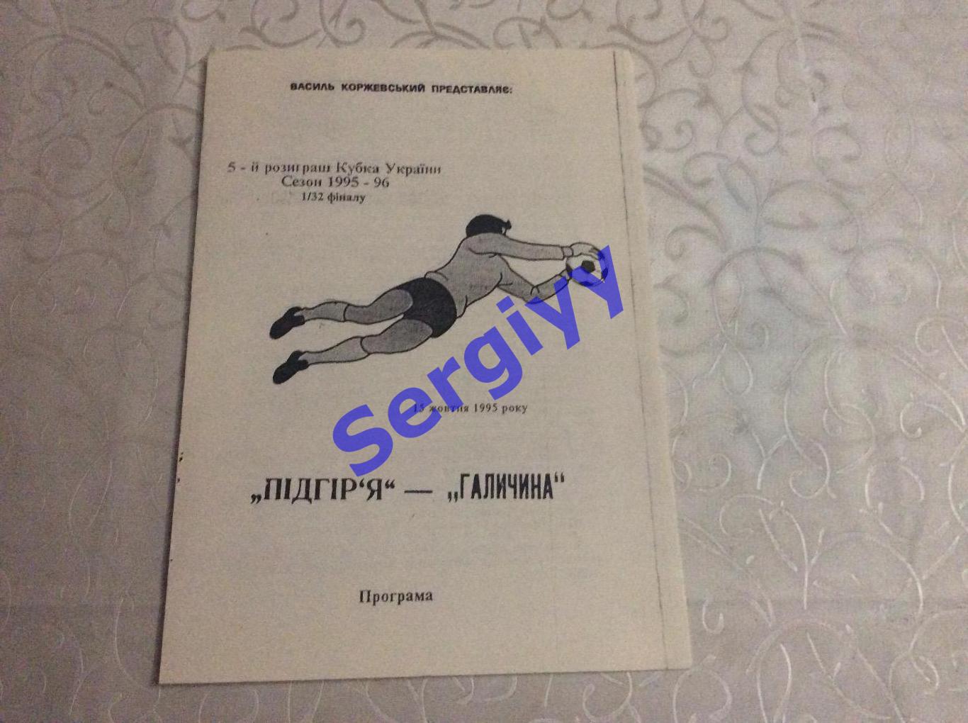 Підгіря Сторожинець-Галичина Дрогобич 15.10.1995 кубок України