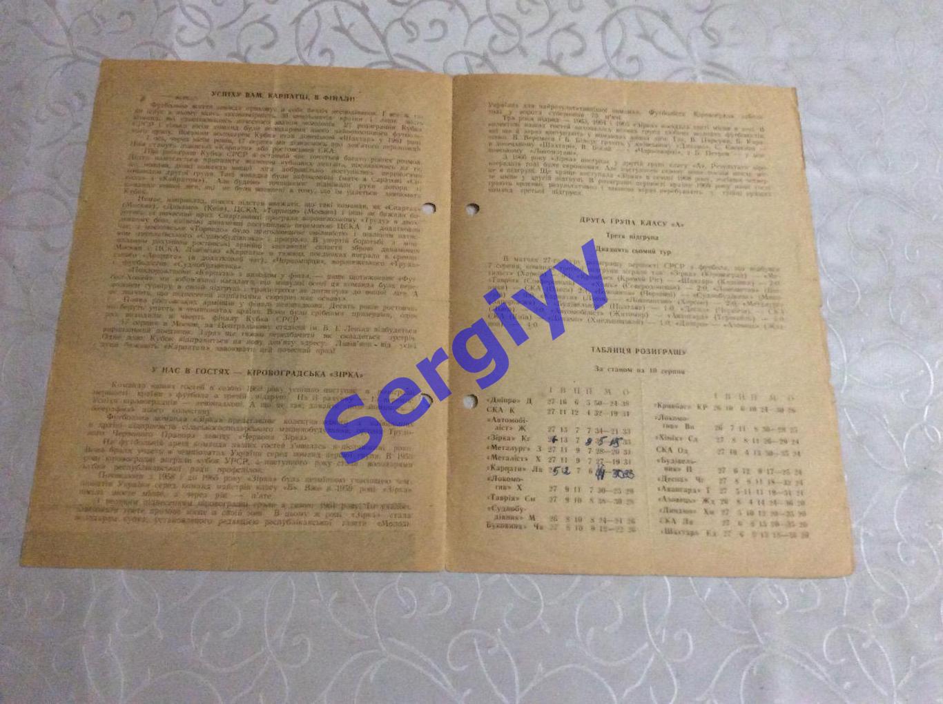 Карпати Львів- Зірка Кіровоград11.08.1969 1